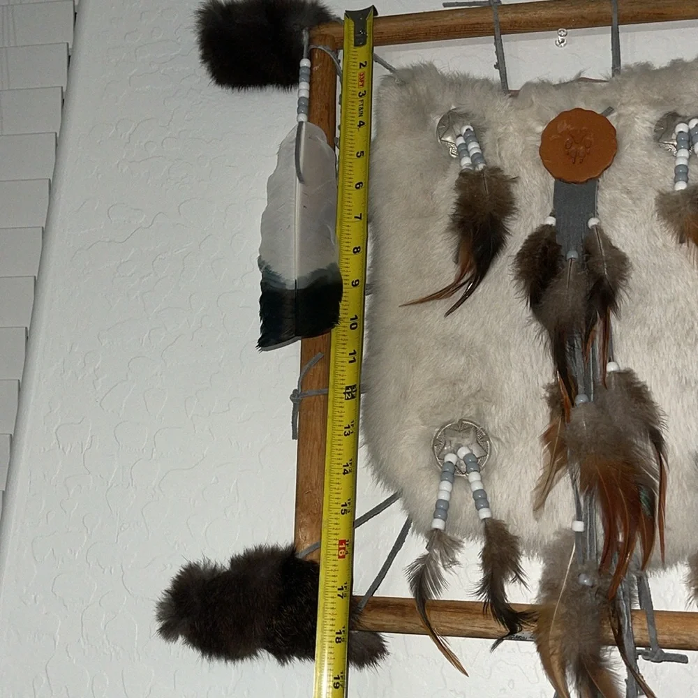 Handmade Dream Catcher Western home Decor Native American Leather Fur Feather